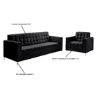 Conjunto Sofá 220cm 4 Lugares E Poltrona Marshal Veludo Preto