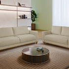 Conjunto Sofá 2 E 3 Lugares Em Linho Bege Aquila