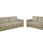 Conjunto Sofá 2 E 3 Lugares Em Veludo Bege Aquila