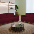 Conjunto Sofá 2 E 3 Lugares Em Veludo Bordô Aquila