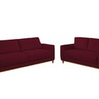 Conjunto Sofá 2 E 3 Lugares Em Veludo Bordô Aquila