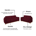 Conjunto Sofá 2 E 3 Lugares Em Veludo Bordô Aquila