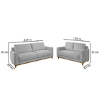 Conjunto Sofá 2 E 3 Lugares Em Veludo Cinza Aquila