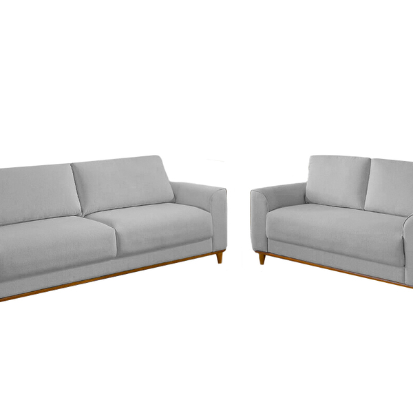 Conjunto Sofá 2 E 3 Lugares Em Veludo Cinza Aquila