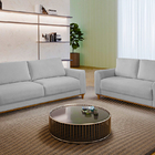 Conjunto Sofá 2 E 3 Lugares Em Veludo Cinza Aquila