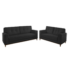 Conjunto Sofá 2 E 3 Lugares Em Veludo Preto Lyra