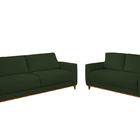 Conjunto Sofá 2 E 3 Lugares Em Veludo Verde Aquila