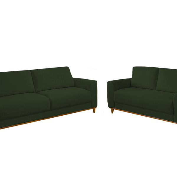 Conjunto Sofá 2 E 3 Lugares Em Veludo Verde Aquila