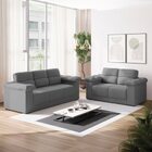 Conjunto Sofá 2 E 3 Lugares Florida Miami Veludo Cinza Selmer