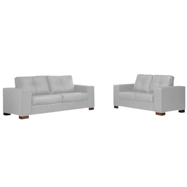 Conjunto Sofá 2 E 3 Lugares Sala De Estar Kenny Couro Cinza G