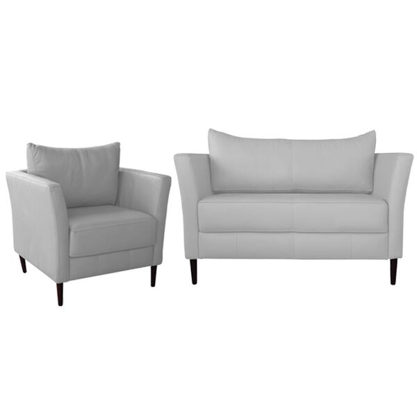 Conjunto Sofá 2 Lugares Com Poltrona Pés Palito Lubbock Couro