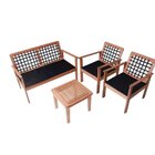 Conjunto Sofá, 2 Poltronas E Mesinha Madeira Maciça Corda Náu