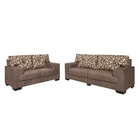 Conjunto Sofá 3 E 2 Lugares Jasmim Sued Marrom Floral