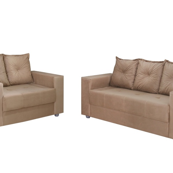 Conjunto Sofá 3 E 2 Lugares Palermo Aifos  Bege