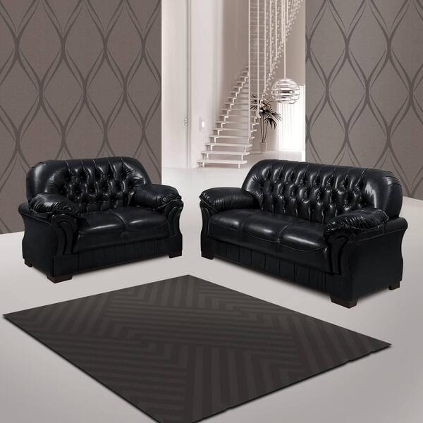 Conjunto Sofá 3 E 2 Lugares Sultão Corino Preto