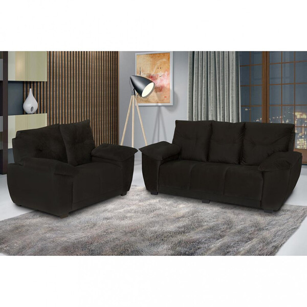 Conjunto Sofá 3 E 2 Lugares Veludinho Intense Estofados Paraná