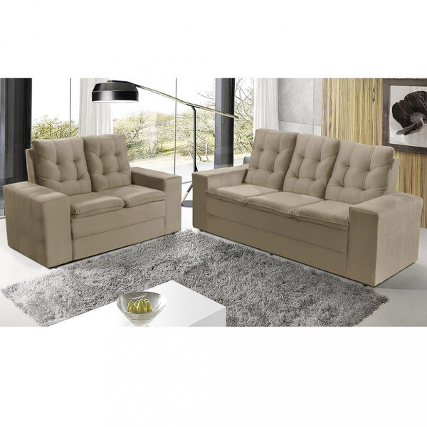 Conjunto Sofá 3 E 2 Lugares Veludo Berlim Requinte