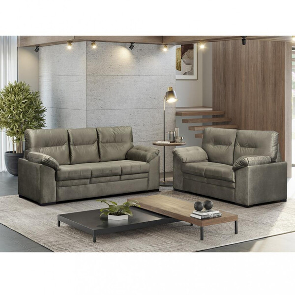 Conjunto Sofá 3 E 2 Lugares Veludo Carolina Takei