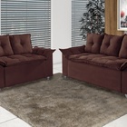 Conjunto Sofá 3 E 2 Lugares Veneza Aifos Marrom