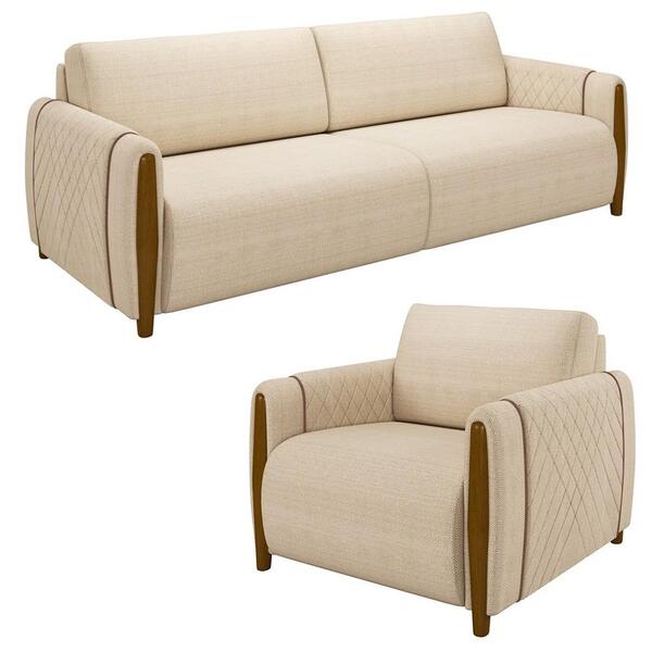 Conjunto Sofá 3 Lugares 223cm E Poltrona 98cm Amaranto M22 Li