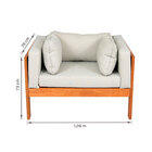 Conjunto Sofá de 3 Lugares com 2 Poltronas e Mesa de Centro de Madeira Yumi Naterial