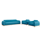 Conjunto Sofá 3 Lugares E 2 Poltronas Base De Madeira Euro 21