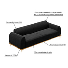 Conjunto Sofá 3 Lugares E 2 Poltronas Base De Madeira Euro 26