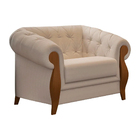 Conjunto Sofá 3 Lugares E Poltrona Pugle Bouclé Suave Bege -