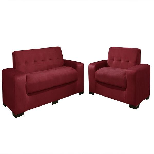 Conjunto Sofá 3x2 Lugares Moscou Vinho Design Estofados Leroy Merlin