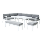 Conjunto para Jardim Sofá, Banco e Mesa 10 lugares 5 Peças Alumínio Branco|Cinza Naxos Naterial