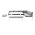 Conjunto para Jardim Sofá, Banco e Mesa 10 lugares 5 Peças Alumínio Branco|Cinza Naxos Naterial