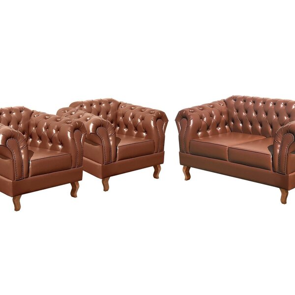 Conjunto Sofá Chesterfield 2 Lugares 2 Poltronas Dom Pedro Ca