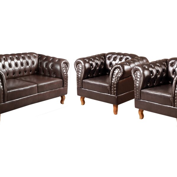 Conjunto Sofá Chesterfield 2 Lugares 2 Poltronas Dom Pedro Ma