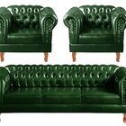 Conjunto Sofá Chesterfield 3 Lugares + 2 Poltronas Dom Pedro