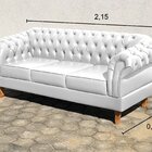 Conjunto Sofá Chesterfield 3 Lugares + 2 Poltronas Dom Pedro
