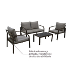 Conjunto de Sofá com Mesa de Centro e Poltronas para Jardim Aço Marrom Sabrina Plicosa