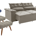 Conjunto Sofá Compact 200 Cm Molas Espirais Retrátil Reclináv