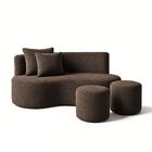 Conjunto Sofá Curvo Orgânico + 2puffs Nature Gaia Boucle Marr