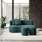 Conjunto Sofá Curvo Orgânico + 2puffs Nature Gaia Boucle - Mo