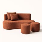 Conjunto Sofá Curvo Orgânico + 2puffs Nature Gaia Boucle Terr