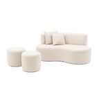 Conjunto Sofá Curvo Orgânico + 2puffs Nature Gaia Suede Branc