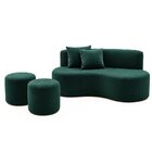 Conjunto Sofá Curvo Orgânico + 2puffs Nature Gaia Suede - Mon