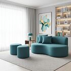 Conjunto Sofá Curvo Orgânico + 2puffs Nature Gaia Suede - Mon