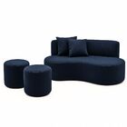 Conjunto Sofá Curvo Orgânico + 2puffs Nature Gaia Suede - Mon