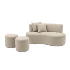 Conjunto Sofá Curvo Orgânico + 2puffs Nature Gaia Suede - Mon