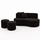 Conjunto Sofá Curvo Orgânico + 2puffs Nature Gaia Suede - Mon