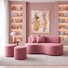 Conjunto Sofá Curvo Orgânico + 2puffs Nature Gaia Suede - Mon