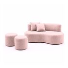 Conjunto Sofá Curvo Orgânico + 2puffs Nature Gaia Suede - Mon