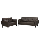 Conjunto Sofá De Couro 2 E 3 Lugares Dominic M06 Cor Marrom 4