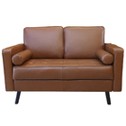 Conjunto Sofá De Couro 2 E 3 Lugares Vancouver M06 Cor Conhaq